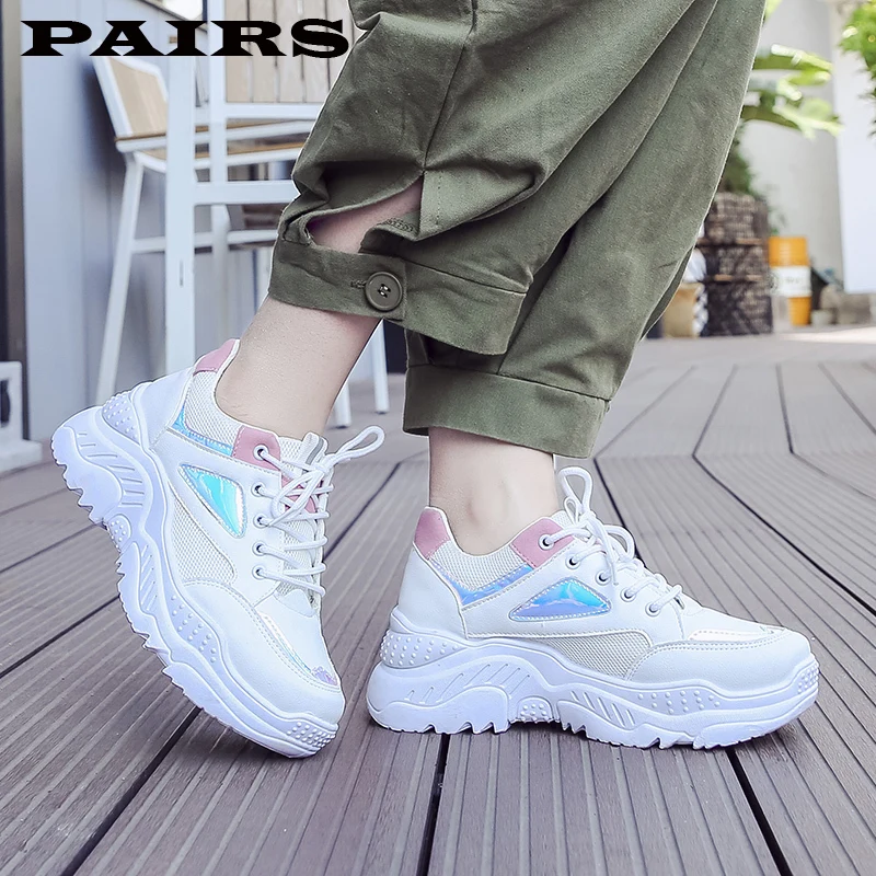 Женские кроссовки на платформе 3 5 см шнуровке повседневные вулканизированные