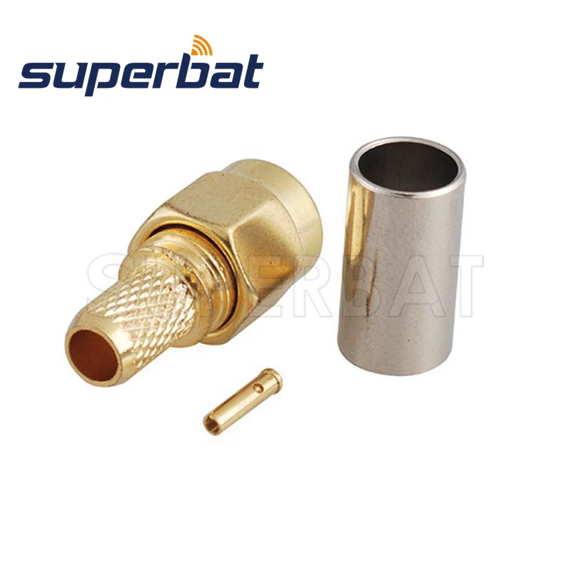 Superbat RP-SMA Crimp Male(female pin) Straight for RG59 LMR200 Cable RF Coaxial Connector