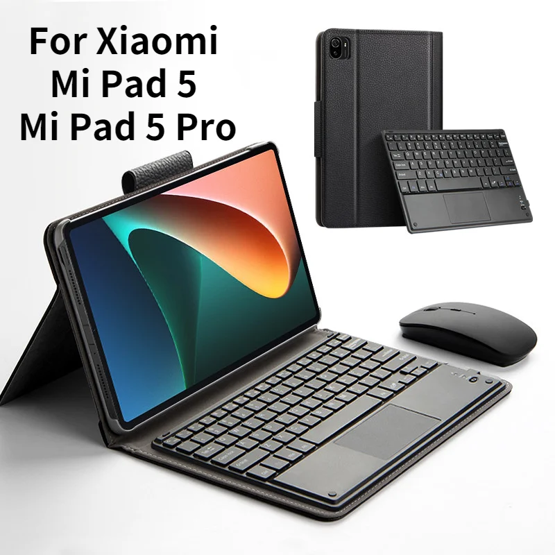 

Business Style Luxury Leather Magnetic Cover for Xiaomi Mi Pad 5 Pro MiPad 5 Pro 11" 2021 Case Wireless Keyboard with Touchpad
