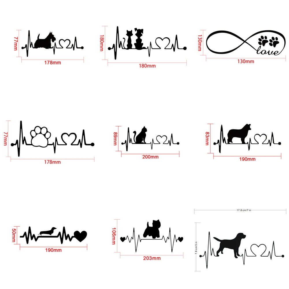 

Tancredy Heartbeat Dogs and Cats Car Sticker Series Animal Sticker Vinyl For Car Body Window Car Stickers and Decals Car Styling