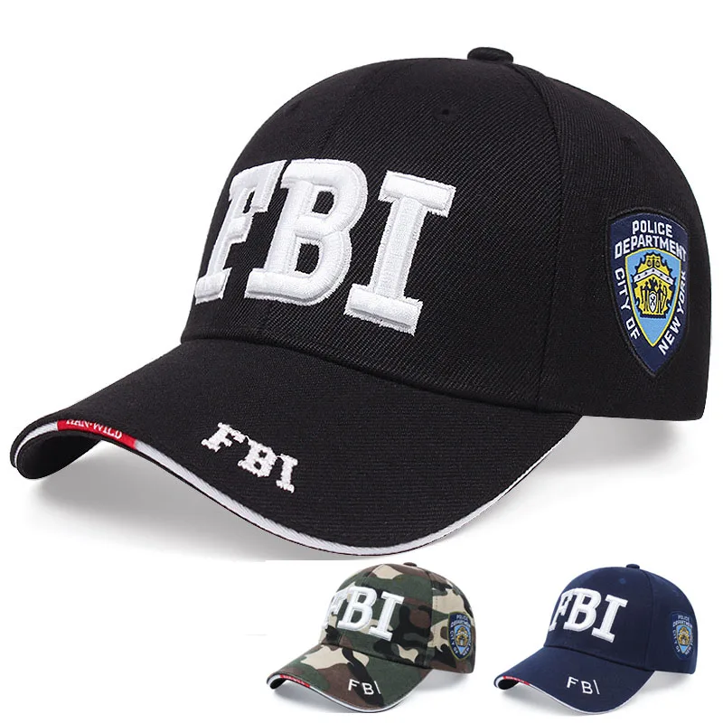 New Men Tactical Baseball Cap FBI Embroidery Letter Snapback Dad Hat Bone Male Summer Sports Army Sun Trucker Cap Black Gorras