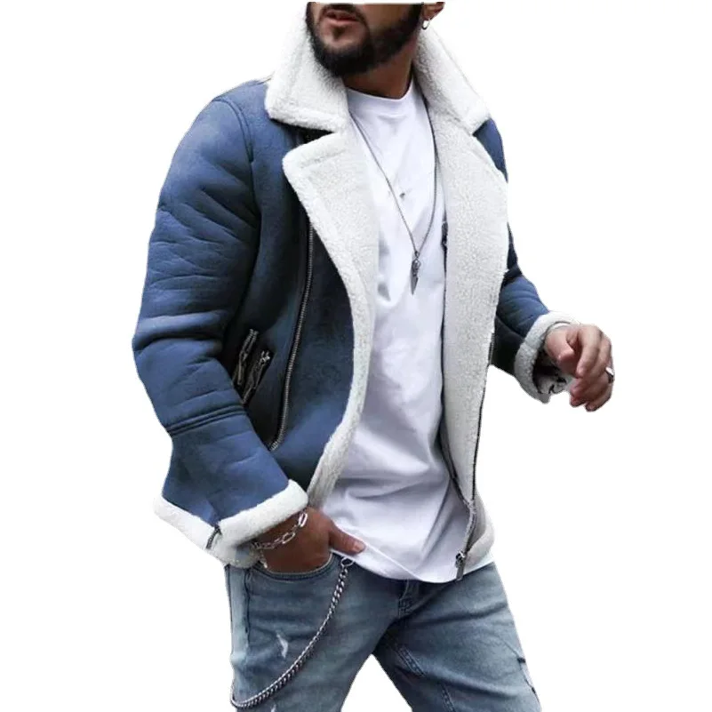 

Jacket Outer Wear Fashion High Collar Men's Jacket 2021 Autumn and Winter Trend New Men's Fashion Jacket Lamb Hair Lapel Warm