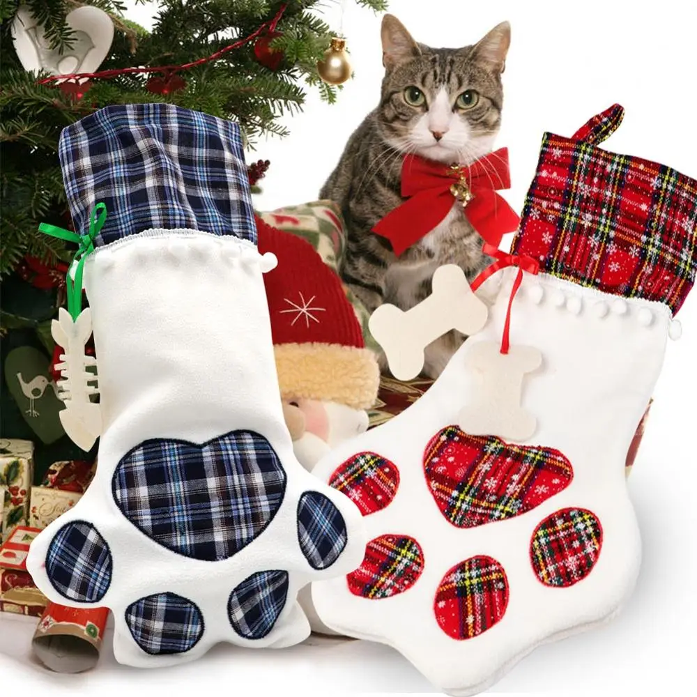 OurWarm Pet Paw Рождественский чулок Держатель для подарок дети мешок конфет Рождество