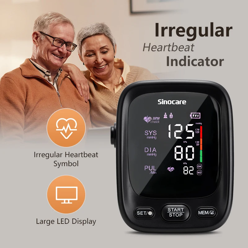 Sinocare Монитор артериального давления Tensiometer верхняя рука Автоматический цифровой