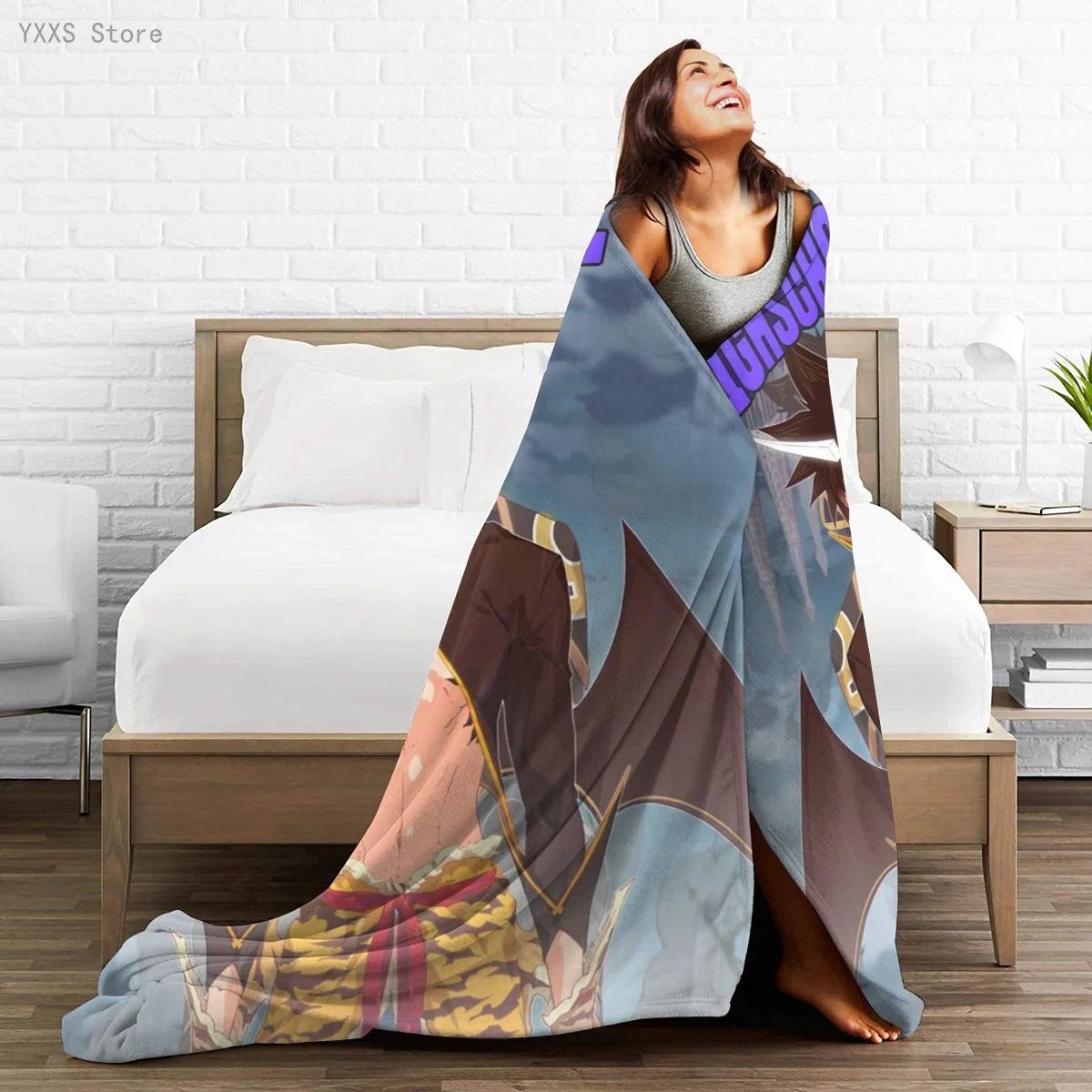 

God Of Highschool 3D Cartoon Sherpa Blanket Warm Super Soft Flannel Office Nap Bedspread Sofa Bedding Plush Quilt Plaids 102