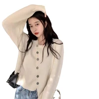 2021 new spring and autumn winter outer wear diagonal button top fashion trend knitted cardigan coat for womencropped cardigan