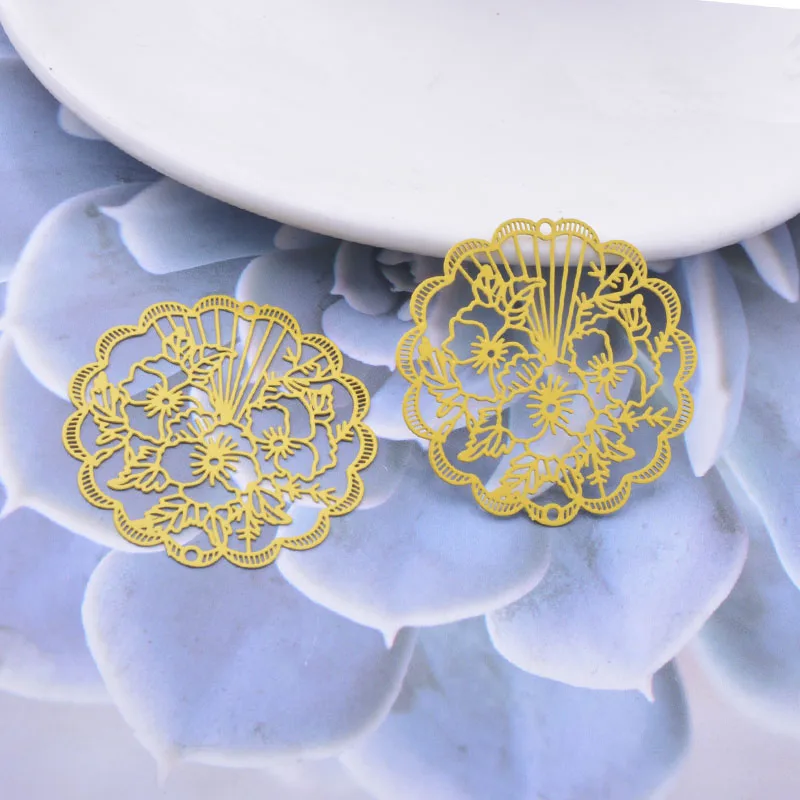 30 шт. AD3118 35 мм окрашенные латунные серебряные цвета в китайском стиле с вышивкой