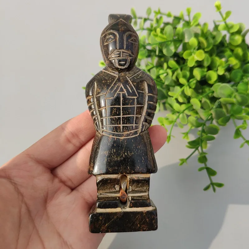 Античный нефрит Xiuyu со снежинками терракотовые воины и лошади маленькие