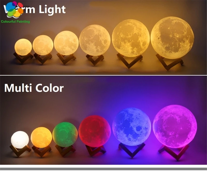 Hot Sale 3D Print Moon Lamp LED Night Light Creative 3 Color Touch Switch For Bedroom Desk Decoration Birthday Christmas Gift | Лампы и