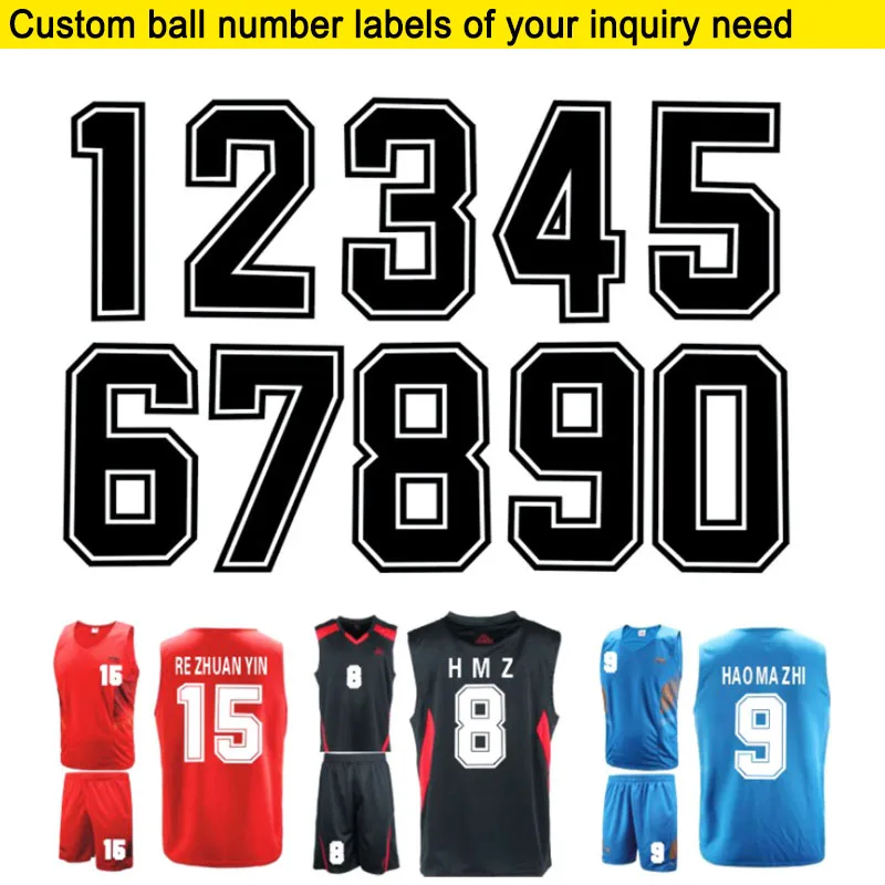 

Custom ball Number 0-9 Big Size label DIY Iron-on film/Custom Soccer numbers Printing on T-shirts Vinyl print on Clothes