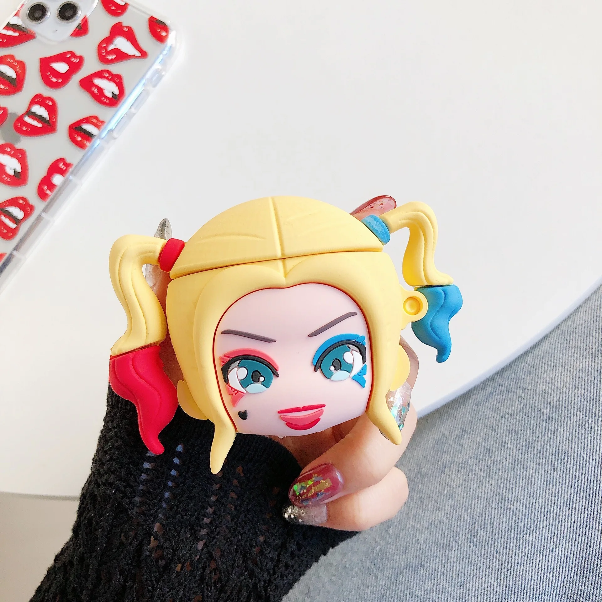 

Harleen Quinzel Silicone Case for AirPods 1 2 Protective Cover Bluetooth Earphone Case Accessories with Keychain Clown Joker 3D