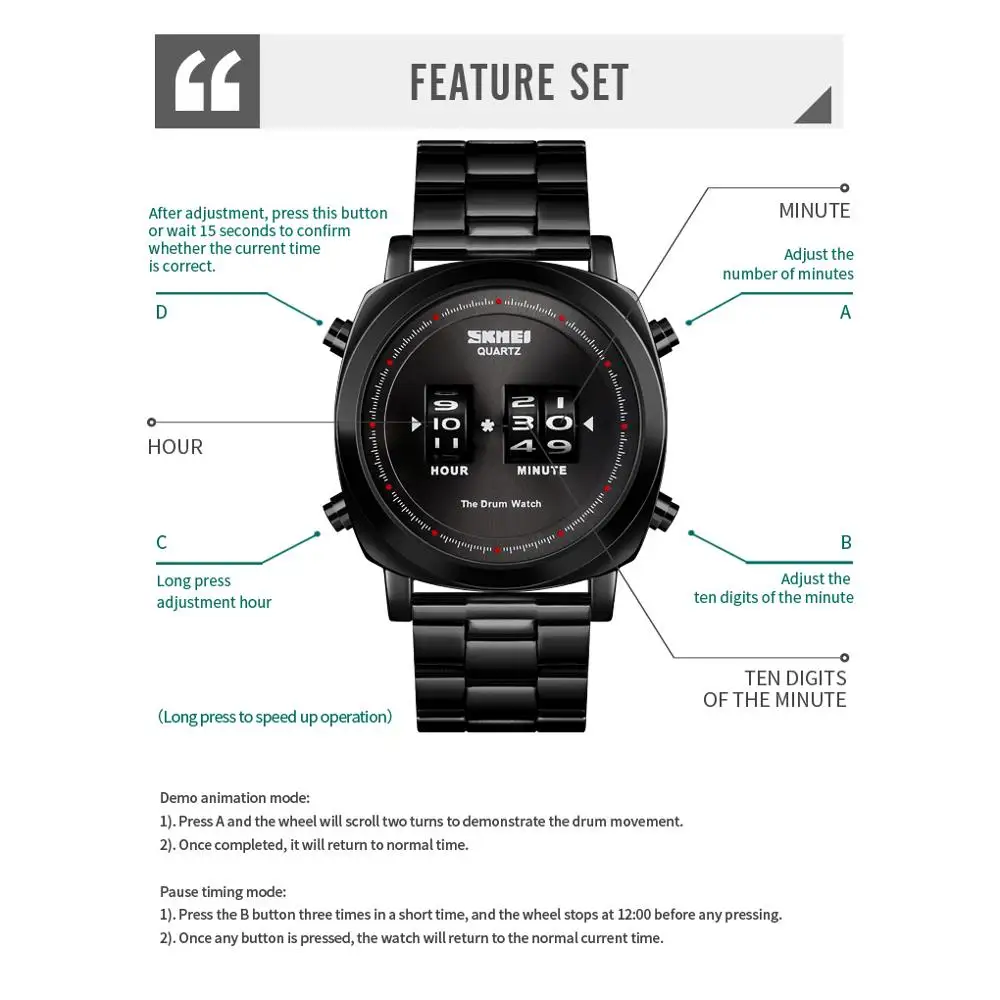 

2020 SKMEI Top Brand Luxury Creative Drum Watch Waterproof Male Wristwatch Men Quartz Watch Sport Watches Relogio Masculino 1531