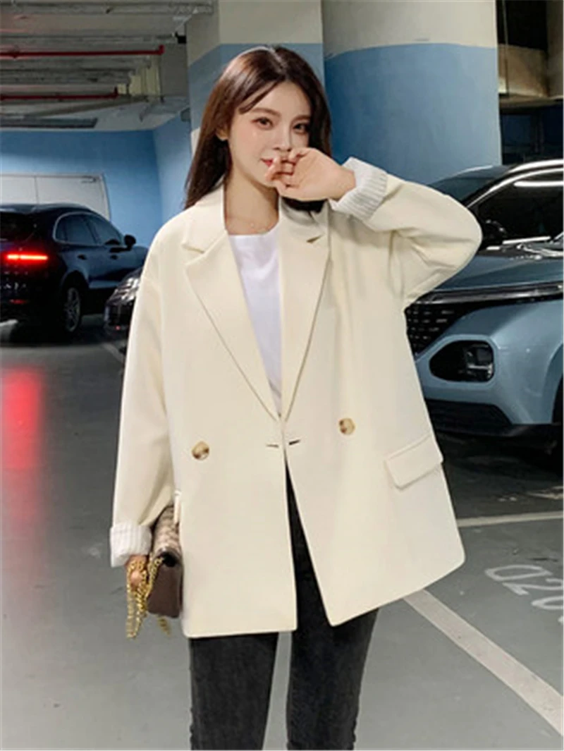 

2022 New Autumn Winter Women Blazers Coats Office Ladies Streetwear Thin Coat Fashion Female Black Blazer Jackets N398