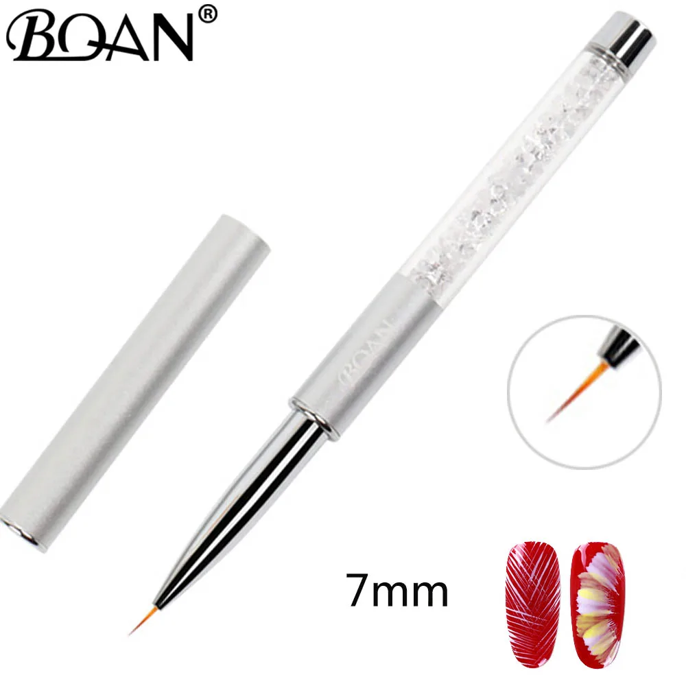 

BQAN 10pcs Siver Metal Handle Crystal Decoration Nail Art Polish Drawing Pen Salon Liner Brush 1 Lot Selling