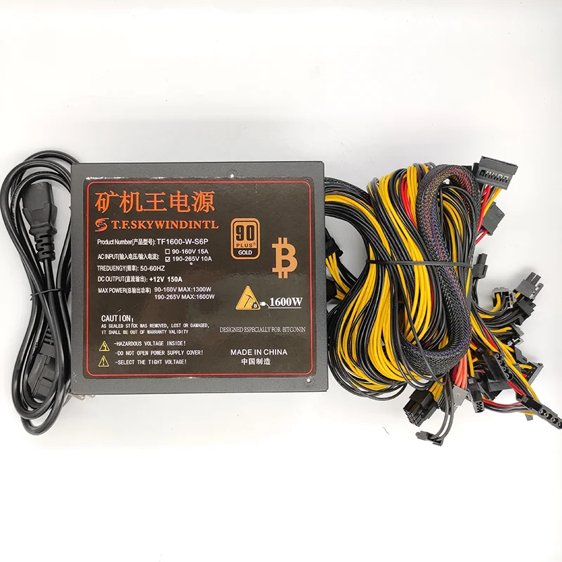 Блок питания для майнинга биткоинов asic 1600 Вт ATX компьютерный ПК блок BTC/ETH 6 GPU