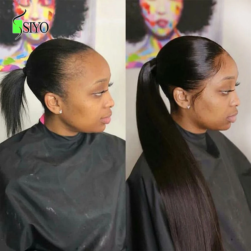 

Siyo прямые волосы для конского хвоста бразильские человеческие волосы для наращивания волос для черных женщин естественный цвет 100% Реми