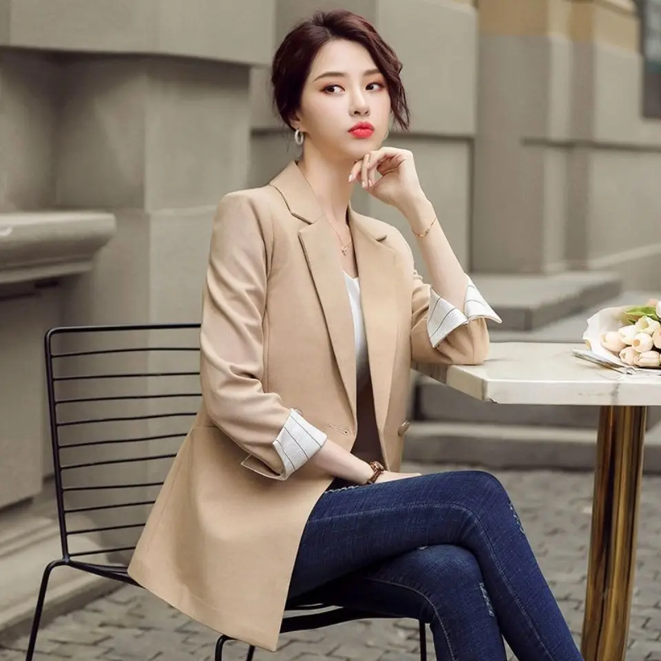 

Suit Jacket Female 2021 Spring And Autumn New Wild Casual Fashion Women's Blazer Short Long Sleeve Female Coat