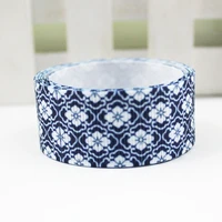 16 75mm chinese style navy white pattern printed grosgrain ribbon 102550 yards diy bows wedding party decoractive ribbons