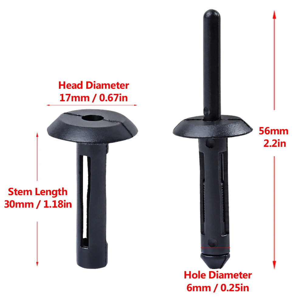 100 шт. пластиковые заклепки для Jeep Wrangler 07 15 Chrysler 300 99 10 Dodge Avenger 08 14 нейлоновая