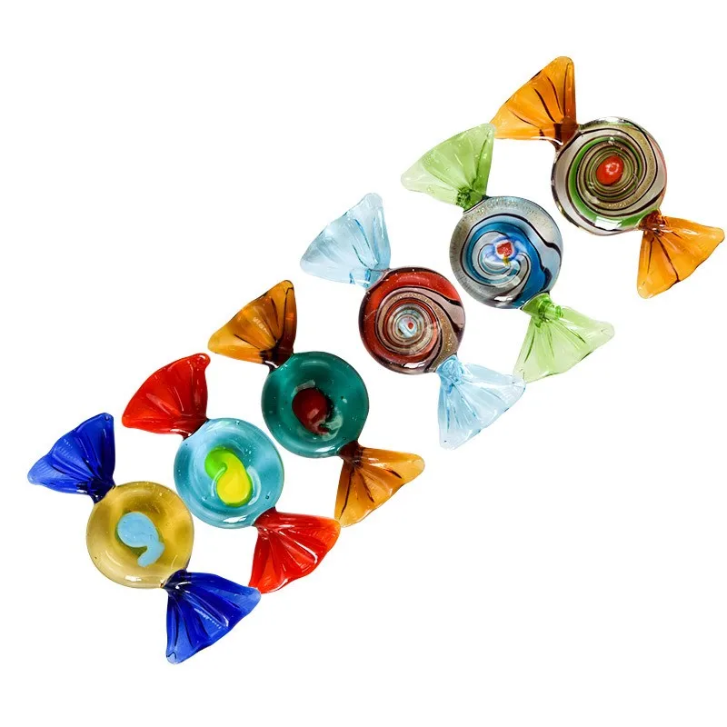 

6pcs Murano Handmade Red Glass Candy Pop Art, Christmas Ornament Pendant Table Decor, Home Decor, Table Favors, Party Favors