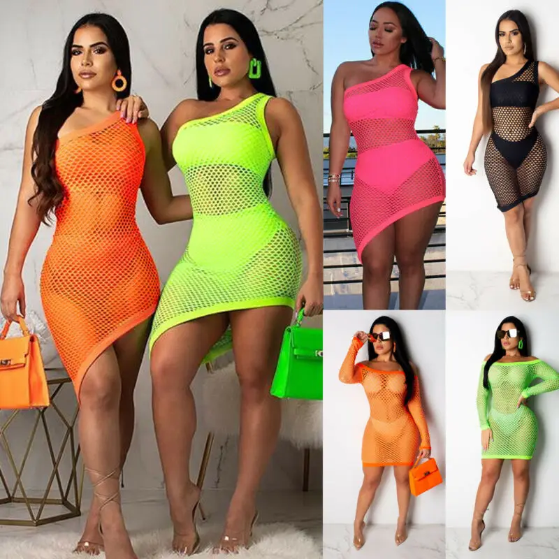 Новинка 2020 летнее женское вязаное Сетчатое платье пляжный женский купальник