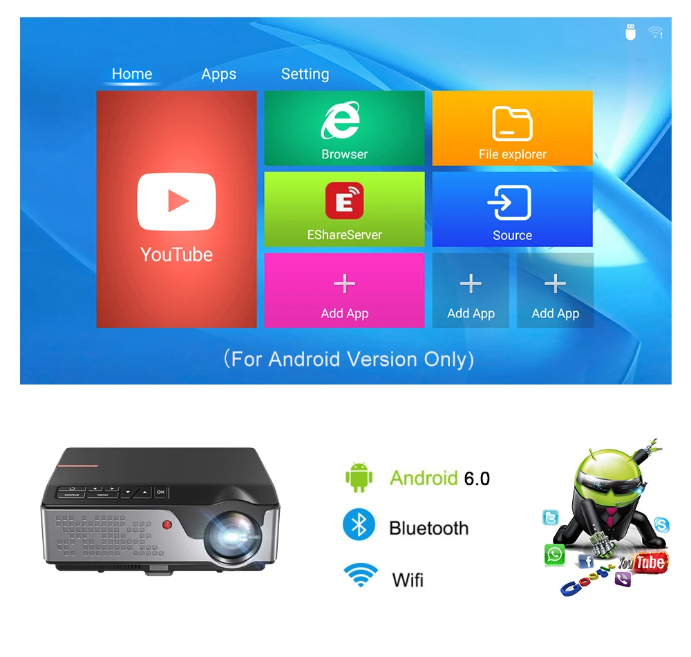 Проектор Touyinger Full HD 1080P RD826 TD96 Android Wi Fi светодиодный проектор Родной 1920x1080P 3D
