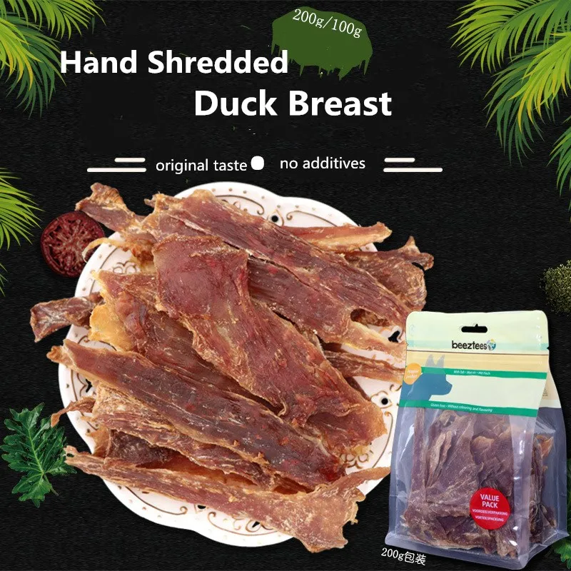 

Pet Dog Snacks Hand Shred Duck Breast Pure Meat Jerky Dog Treats No Additives Molar Clean Teeth Training Rewards Pet Supplies
