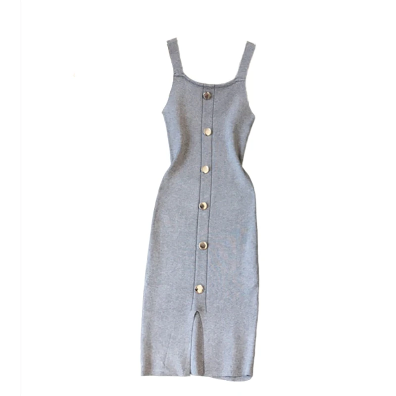 

2021 Summer Cotton Dress Women Solid Knitting Backless Slim Office Dress Elegant Sexy Club Fiesta Dresses Casual Vestidos