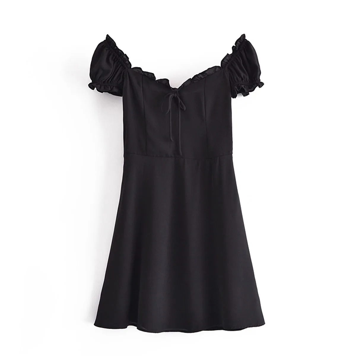 

Vintage Square Neck Short Sleeve Mini Puff Sleeve Dresses DLQZ615