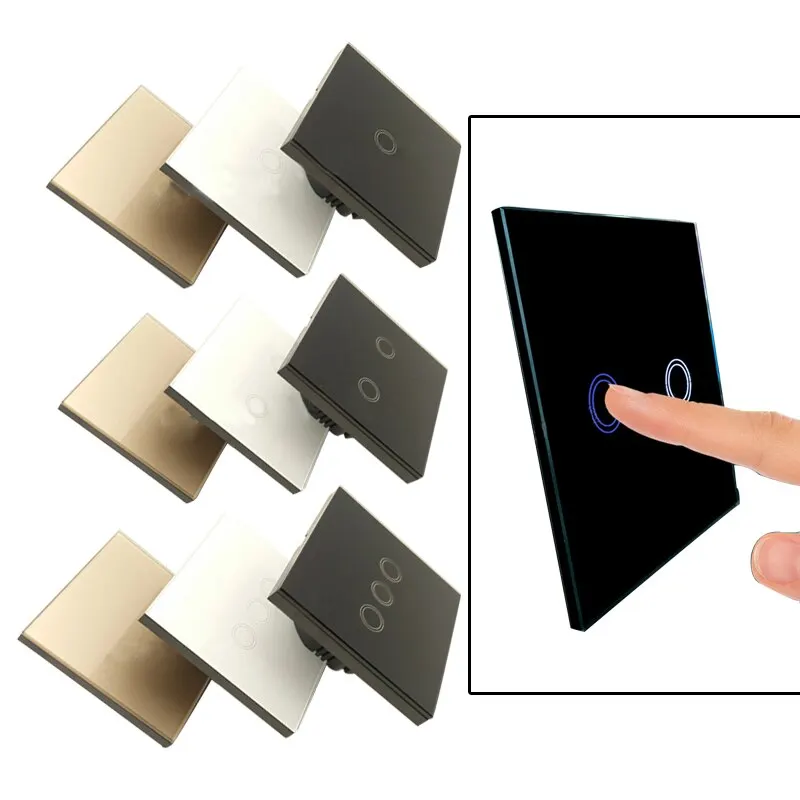 Настенный сенсорный выключатель 220 В розетка для ЕС/Великобритании и ЕС Двойные