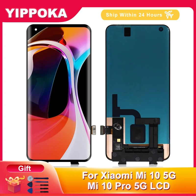 Pantalla LCD Original de 6,39 pulgadas para m&oacute;vil, montaje de digitalizador, piezas de repuesto para Xiaomi Mi 10, 5G, M2001J2G, M2001J2I, Mi 10 Pro, 5G-0