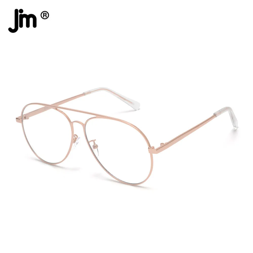 

JM New Double Bridge Pilot Oversize Blue Light Glasses Men Women Large Metal Frame Big Anti Blue Ray Eyeglasses
