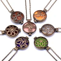 bronze aromatherapy essential oil diffuser snake chain perfume locket pendant round aroma necklace magnetic gift aroma