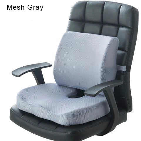 Mesh Gray 2 шт. ортопедические пены памяти Автомобильное сиденье Подушка задняя подушка набор медленный отскок для офисного стула поддержка талии копчик облегчение боли - Цвет: Mesh Gray
