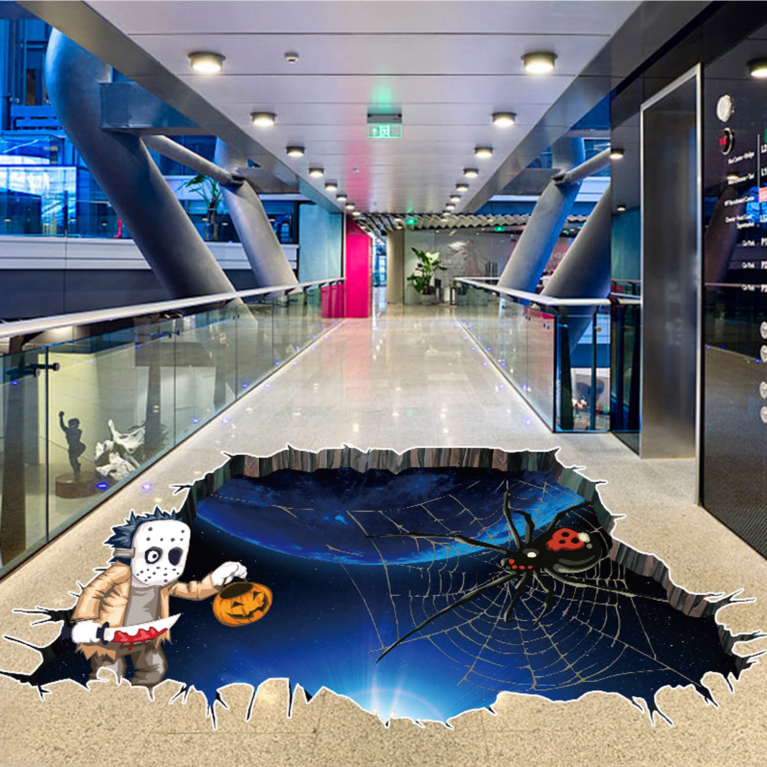 Behogar страшный Ужас Реалистичные 3D наклейки на стену для тематическая вечеринка