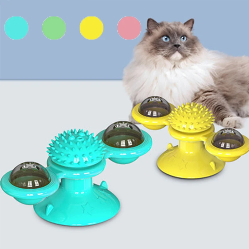 

Windmill Cat Toy Rotatable Pet Toys for Cats Funny Massage Suction Cup Educational Game Turntable Teasing Cat Toy Pet Supplies