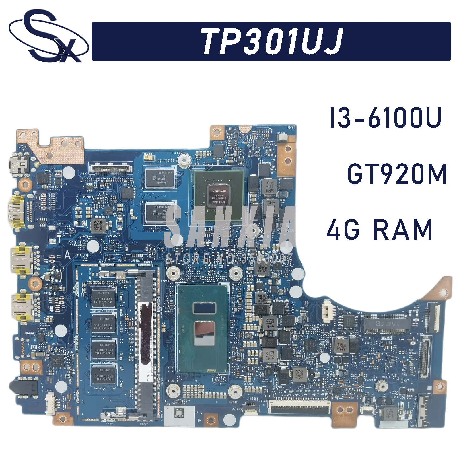 

TP301UJ подходит для ASUS TP301UA Q303UA TP301UJ материнская плата для ноутбука с 4GB-RAM I3-6100U GT920M 100% ТЕСТ ОК