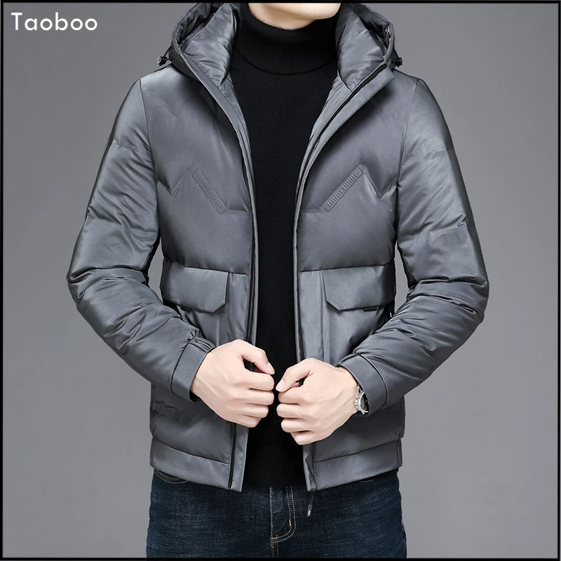 

Taoboo 2021 зимняя брендовая Новая повседневная Модная парка Мужская ветровка куртка с капюшоном 90% утиный пух пальто блейзеры мужская одежда
