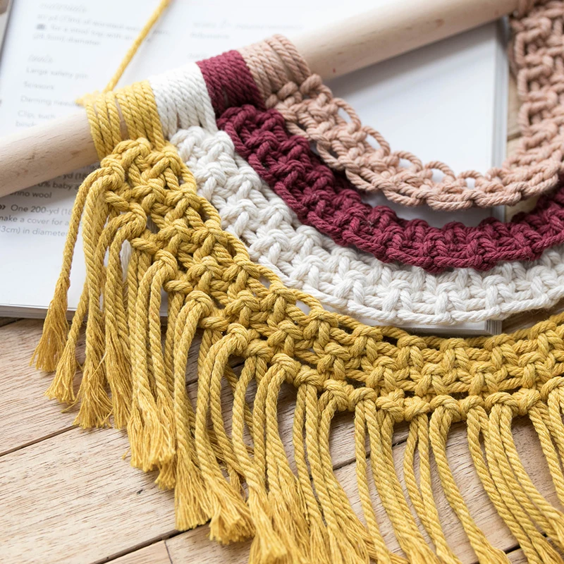 Баннер макраме ручной работы в стиле бохо Радужный Настенный декор украшения для