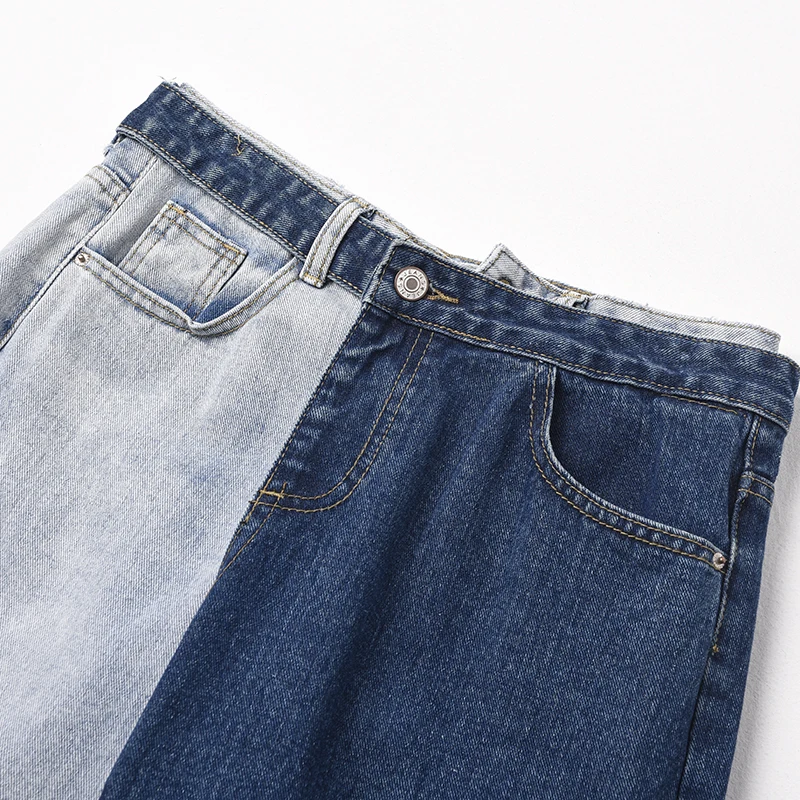 Женские джинсовые брюки SHENGPALAE синие свободные контрастных цветов с широкими