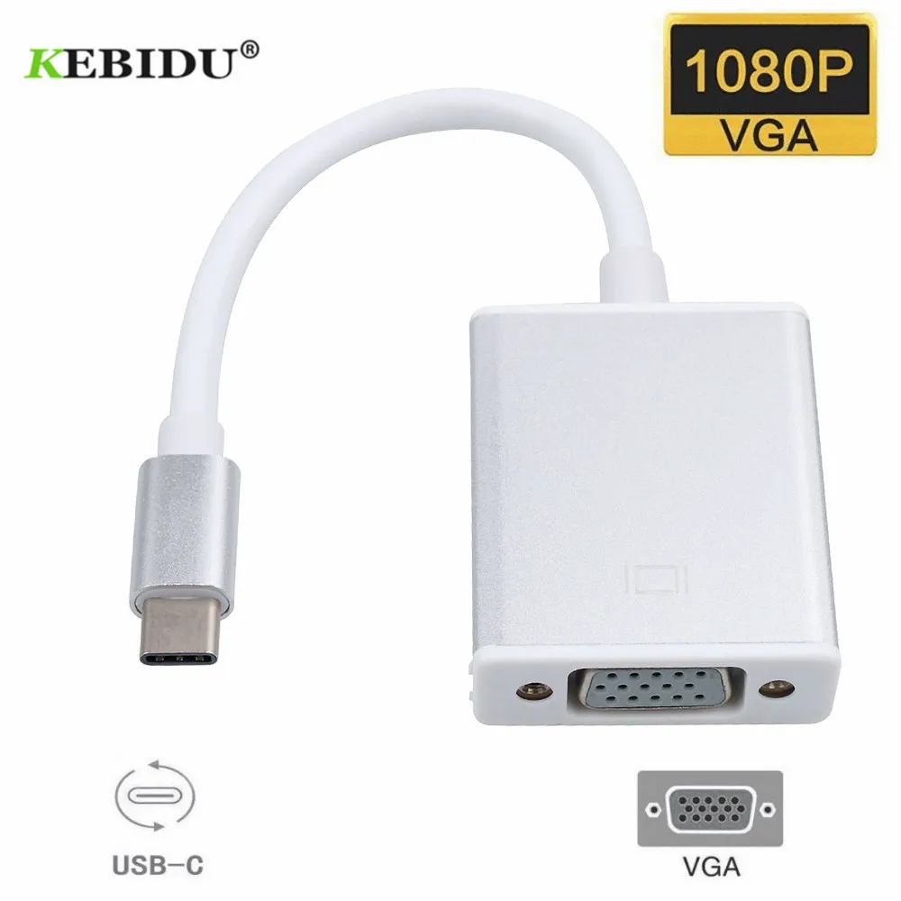 Kebidu USB 3. 0 Type C к гнезду VGA адаптер кабель USBC для Macbook 12 дюймов Chromebook Pixel Lumia 950XL
