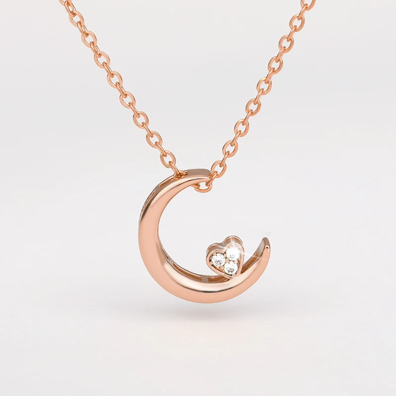 

Fashion Moon Women Necklace Female Clavicle Chain Plating Gold Crescent Zircon Heart Pendant Necklaces Gift Gothic Accessories