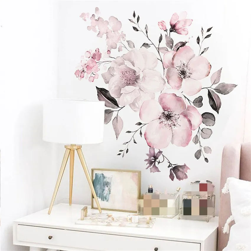 Настенные Стикеры с розовыми и белыми пионами украшение для дома спальни