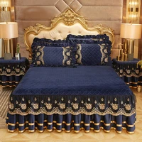 luxury bedding european style bedspreads on the bed lace bed skirt pillowcases crystal velvet king queen size home textiles