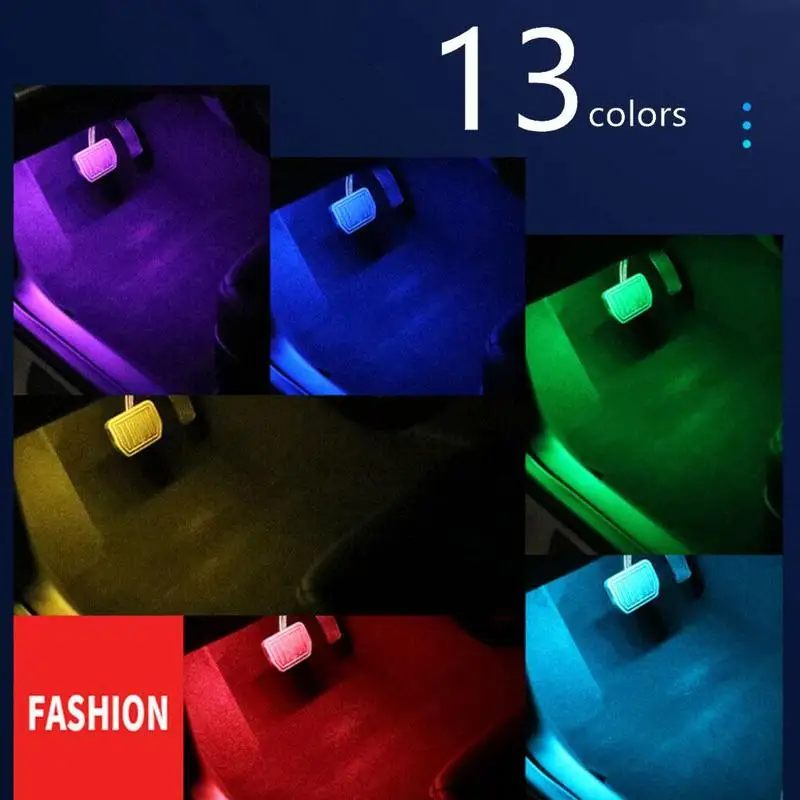 

Car LED Ambient Light Wireless Remote Control Brightness Foot Atmosphere Lamp RGB Charging Decorative Interior Light Auto B7A2