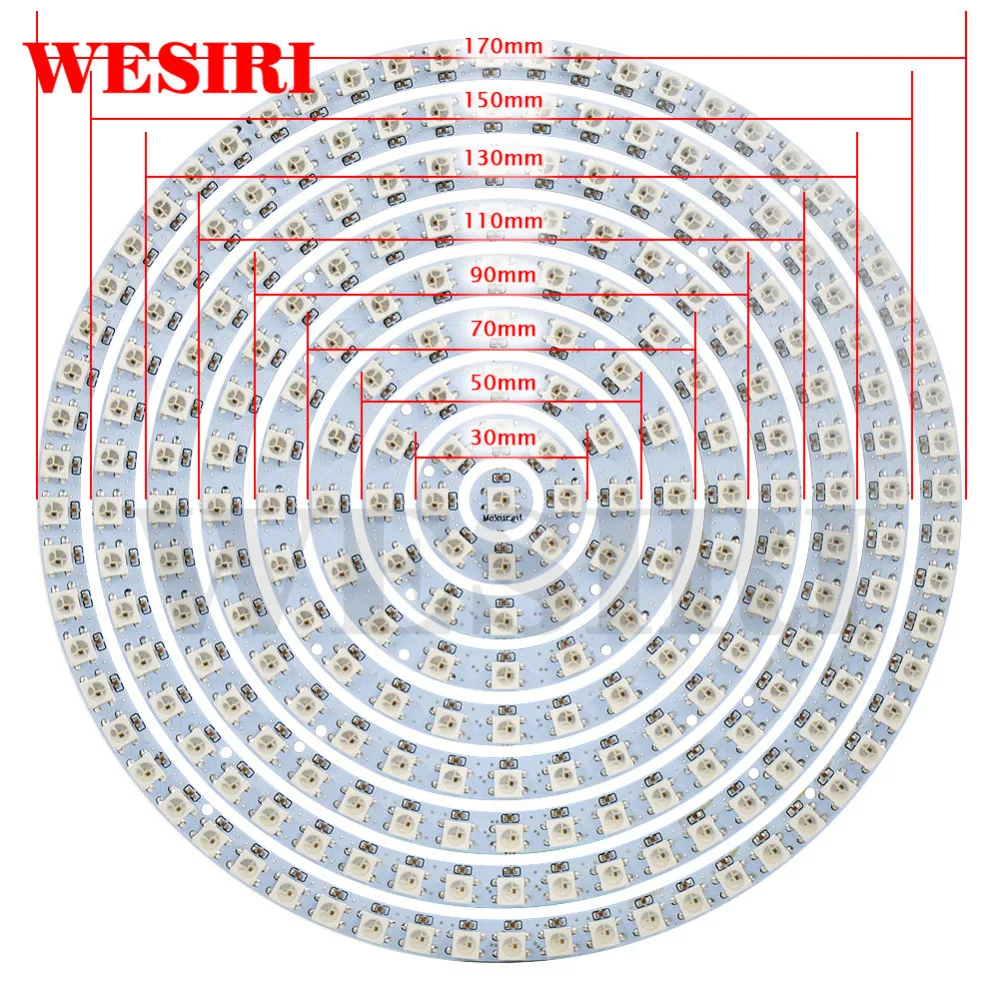 Кольцо светодиодное WESIRI WS2812B 1 8 12 16 24 32 40 48 60 93 241 бит s SK6812 5050 | Лампы и освещение