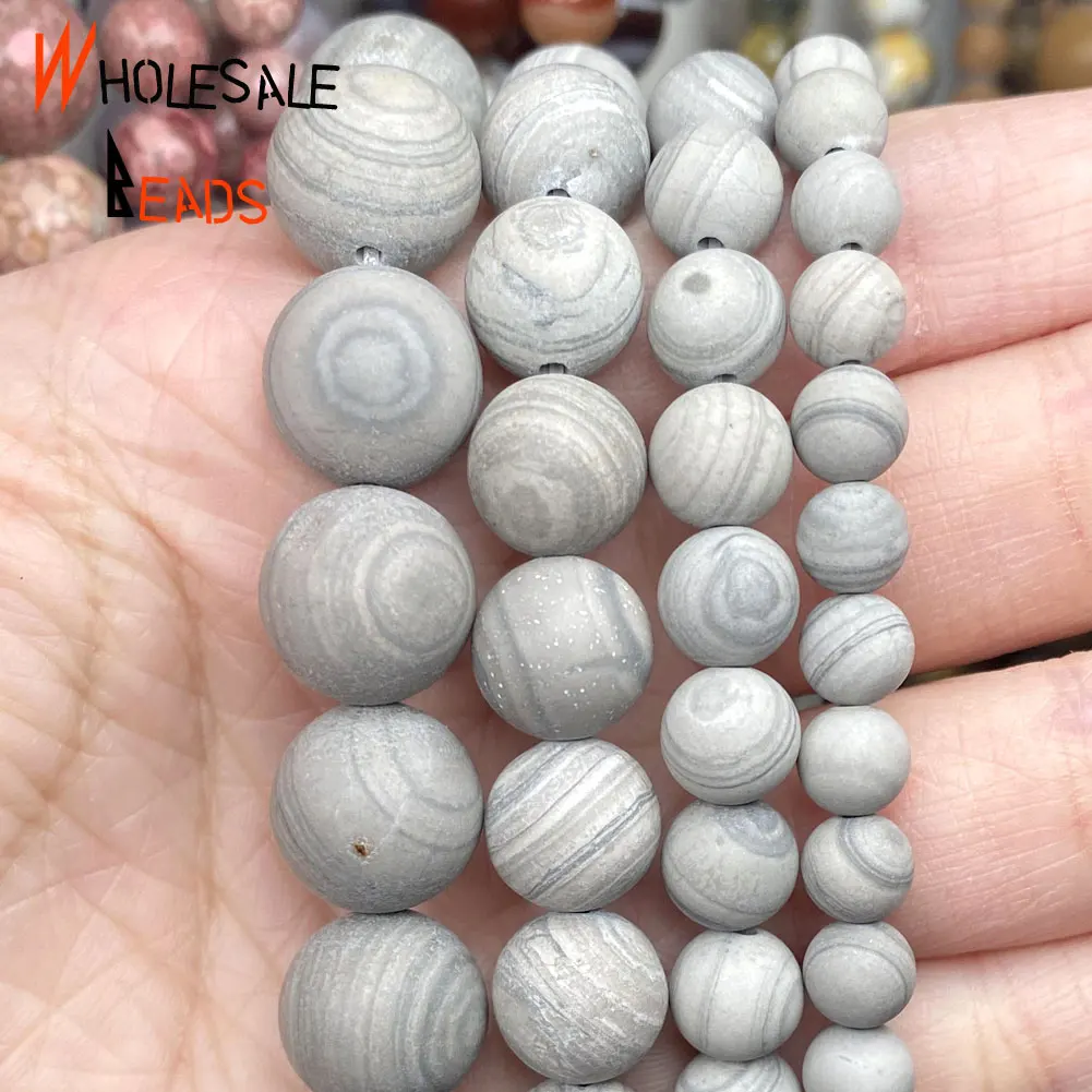 

6/8/10/12 мм природного камня с тусклой полировкой, серая полоска яшмы вокруг Свободные Spacer Бусины для самостоятельного изготовления ювелирных...