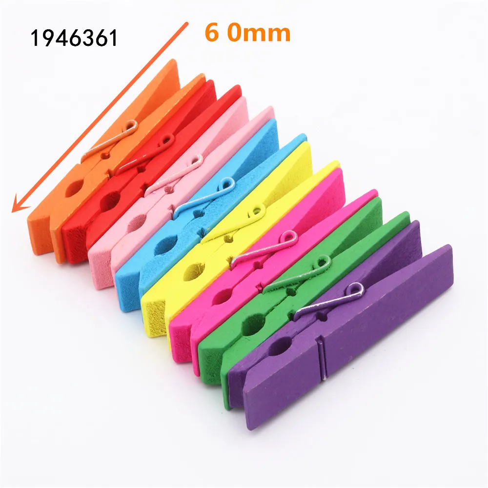 8pcs 60mm 25 мм, 35 мм, 45 мм, 60 мм, 72 мм, цветные деревянные зажимы для фотографий, прищепки, декоративные зажимы, школьные офисные зажимы - Цвет: 8pcs 60mm