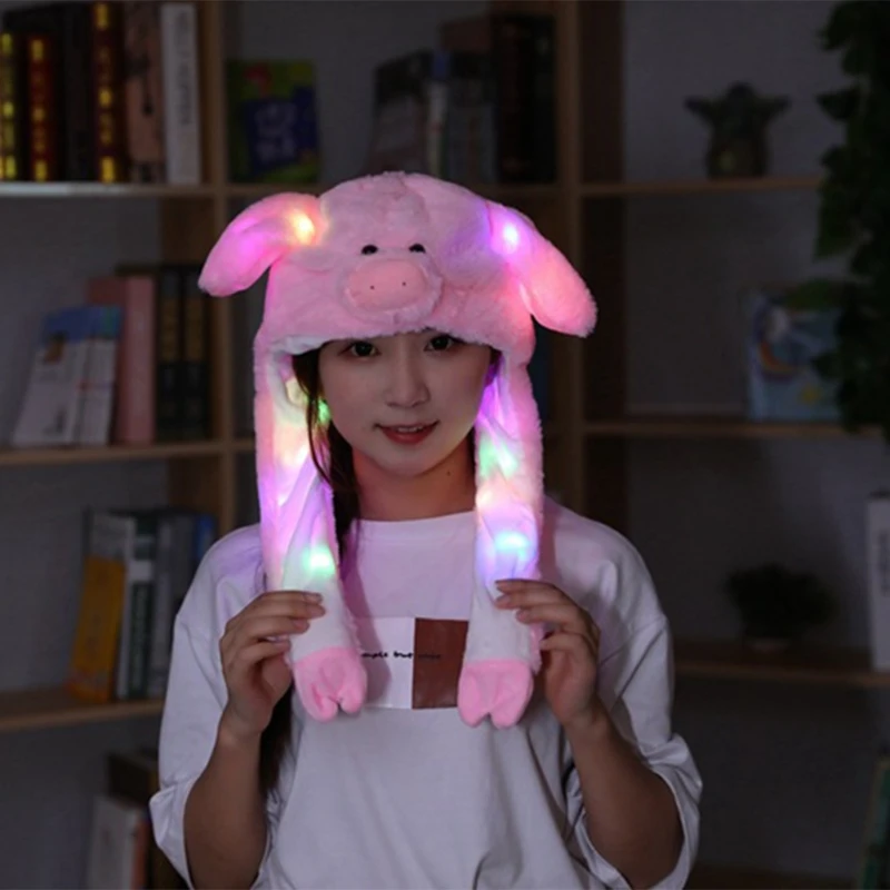 

Lovely Cartoon Pig Animal Plush Hat Winter Warm Headgear Cap 3D Ears Funny Stuffed Headwear Cosplay Costume Party Photo Props