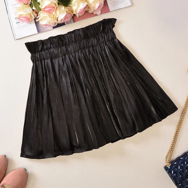 Летние блестящие шелковые короткие юбки скользящая Корейская мини юбка с